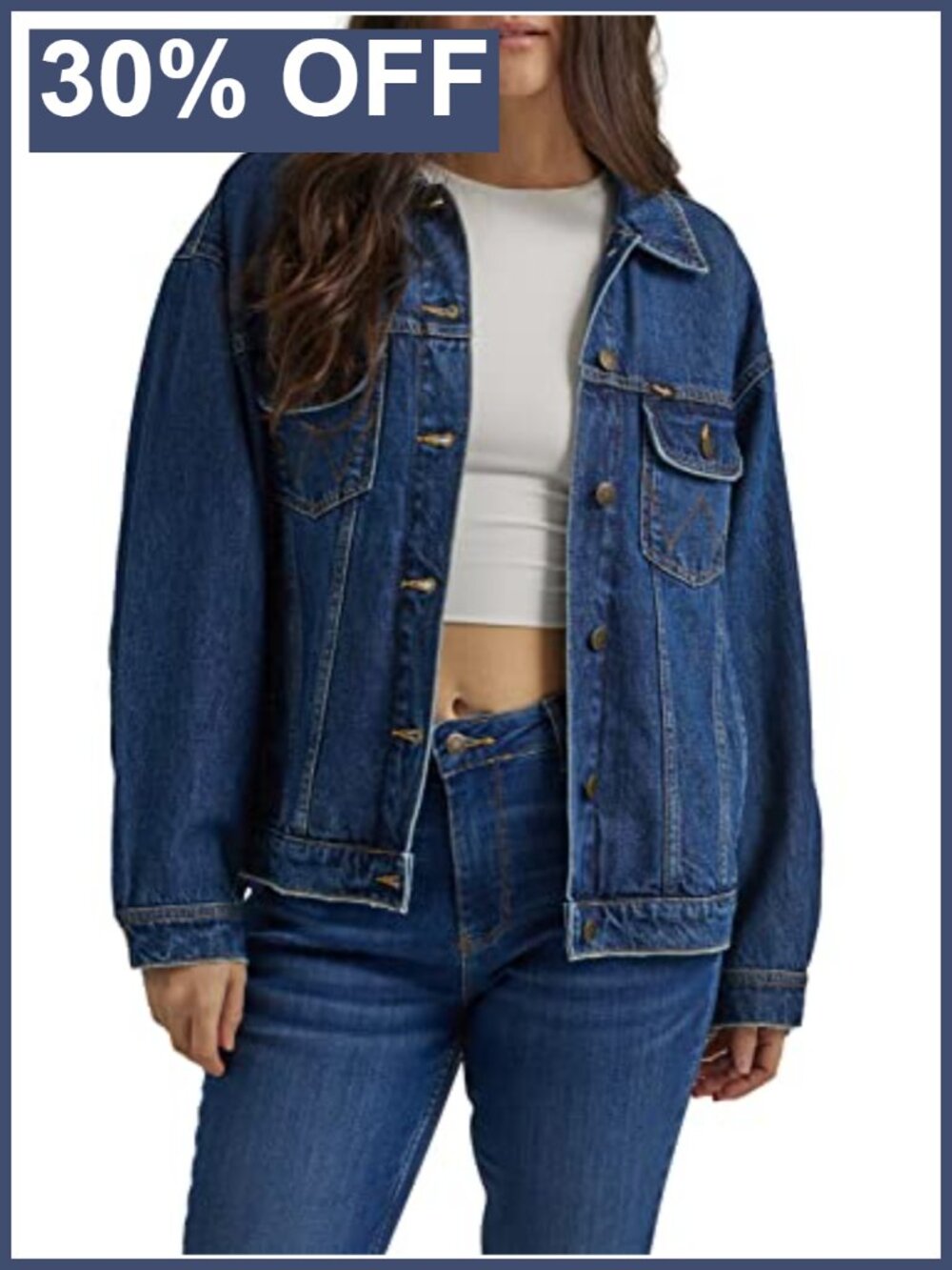 Relaxed Fit Girlfriend Denim Jacket Recycled Cotton Blend